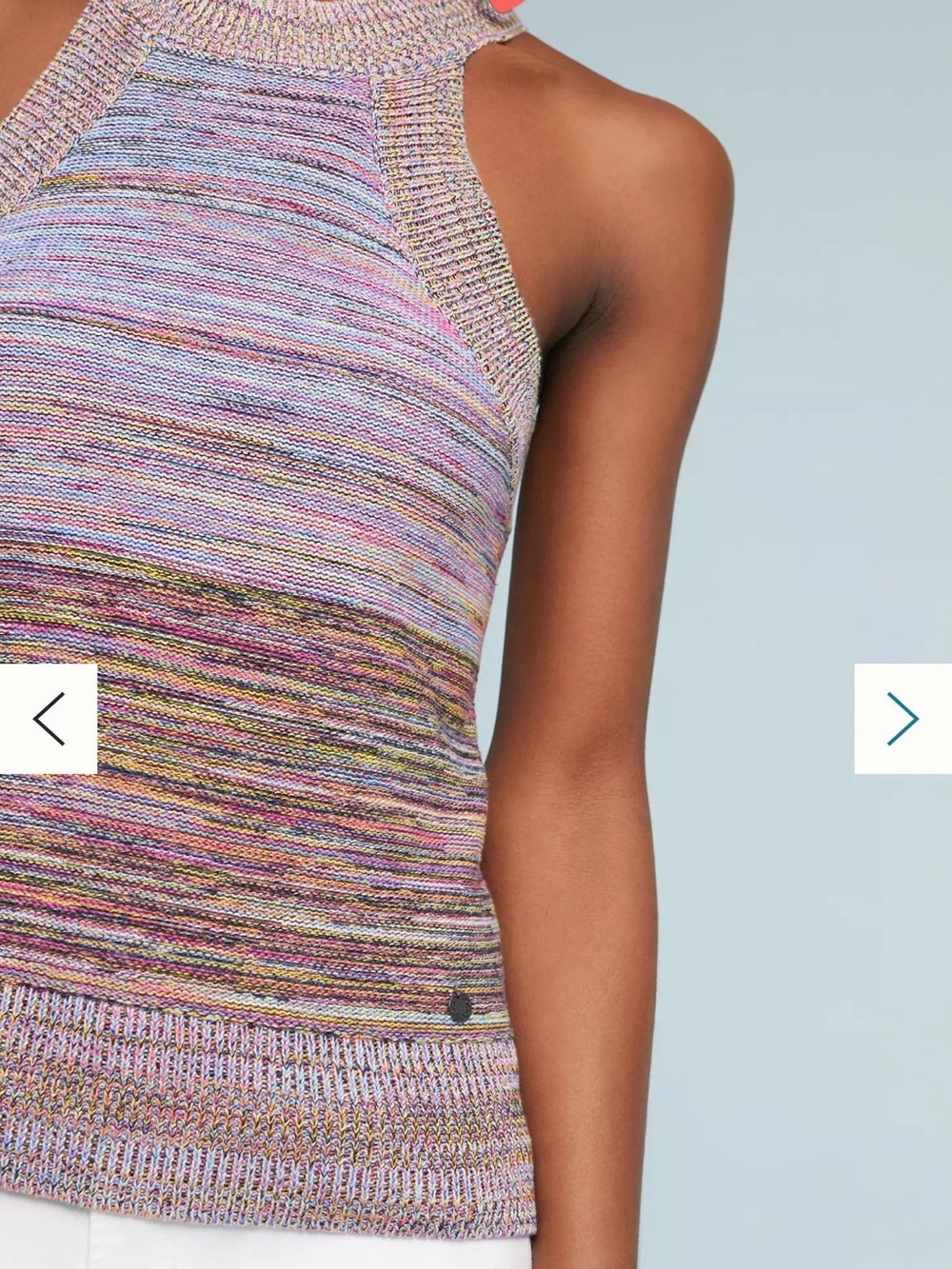 Women’s Multicolor Knit Halter Tank Top - Pastel Stripe